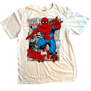 Marvel Kids’ Spider-Man short sleeved white t-shirt,  EUC, size XXL(18)